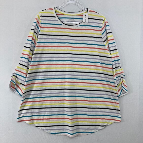 New Lane Bryant Top size 18/20 Colorful Striped Stretch Knit Comfy Pullover - Picture 1 of 8
